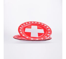 Partyteller mit Schweizerkreuz (8 Stück), Modell 4162 / Assiette pour pique-nique Suisse (8 pièces), modèle 4162