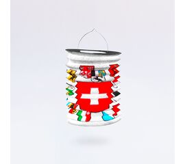 Zuglampions Schweizerkreuz und alle Kantonswappen, Modell 113 / Lampions accordéon avec drapeau suisse et armoiries cantonales, modèle 113
