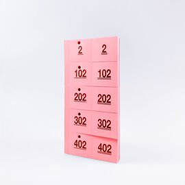 Garderobennummern Heftform, gelocht, Modell 464 / Tickets de vestiaire en forme de calepin, perforés, modèle 464