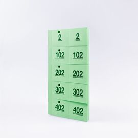 Garderobennummern Heftform, gelocht, Modell 464 / Tickets de vestiaire en forme de calepin, perforés, modèle 464