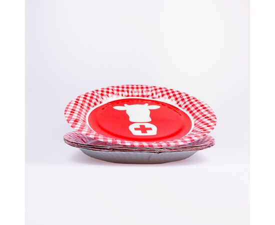 Teller Schweiz mit Kuhmotiv (8 Stück), Modell 4174 / Assiette Suisse avec tête de vache (8 pièces), modèle 4174